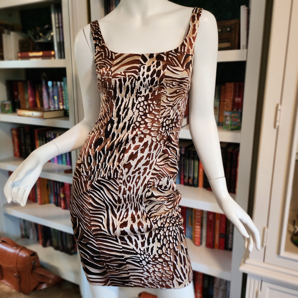 David Meister Animal Print Sleeveless Bodycon Dress